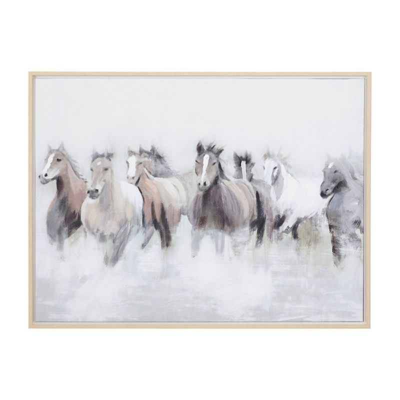 Canvas Horse Handmade Framed Wall Art with Brown Frame Gray - Olivia &#38; May, 1 of 7