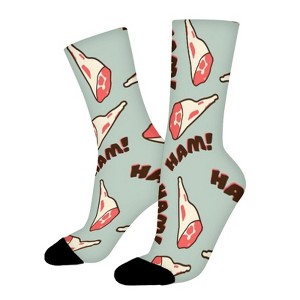Ham Women Printed Crew Socks Funny Funky Socks Soft Polyester Novelty Gifts for Artists Men - 1 of 1