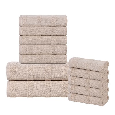 Ribbed Cotton Highly Absorbent Medium Weight Bath Towels, Set of 3 by Blue Nile Mills
