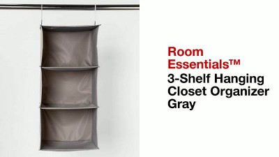 The Container Store 3-Compartment Hanging Closet Organizer Grey Stripe, 12 x 12 x 29 H