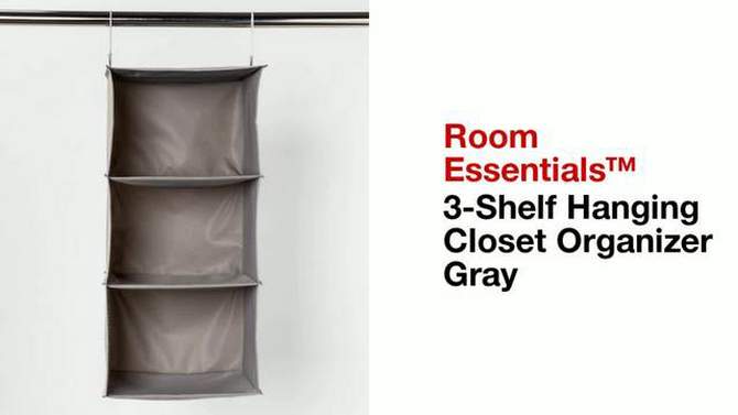 3 Shelf Hanging Closet Organizer Gray - Room Essentials&#8482;, 2 of 8, play video