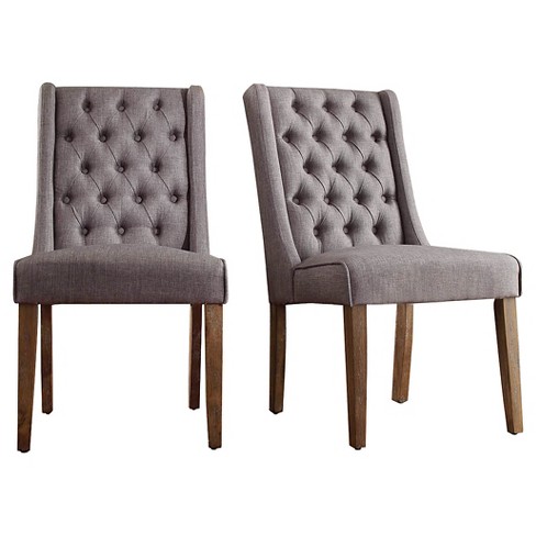 Set Of 2 Old Town Wingback Button Tufted Hostess Chair Wood Smoke Inspire Q Target