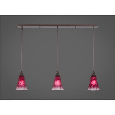 Toltec Lighting Any 3 - Light Chandelier in  Bronze with 5.5" Fluted Raspberry Crystal Shade