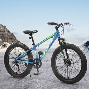 Kumasinova 24" Fat Tire Mountain Bike,Carbon Steel Frame Bicycle with Full Shimano 7 Speeds,Dual Disc Brake,Front Suspension,Bike for Adult & Youth - 1 of 4