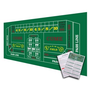 GSE 36"x72" Craps Layout Felt with Instructions, Las Vegas Style Casino Dice Game Tabletop Mat - 1 of 4