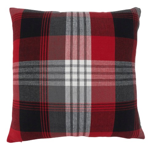 Saro Lifestyle Plaid Design Throw Pillow With Poly Filling, 20", Red - image 1 of 3