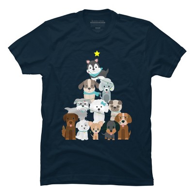 Men's Design By Humans Christmas Tree Dogs By GiftsIdeas T-Shirt
