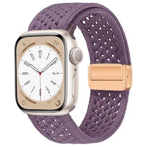 HTUTWOO Hollow Breathable Apple Watch Band, Woven Nylon Magnetic Strap 38/40/41/42/44/45/46/49mm for iWatch Series 10 9 8 7 6 5 4 3 2 1 SE Ultra - 1 of 4
