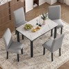 Whisen Faux Marble 5-Piece Dining Set with 4 Thicken Cushion Chairs - 2 of 4