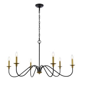 Elegant Lighting Rohan 42 inch chandelier in matte black and brass - 1 of 4