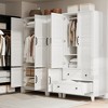 72" Wooden Armoire Wardrobe Closet with 4 Doors Freestanding Cabinet with Hanging Rod for Bedroom - 4 of 4