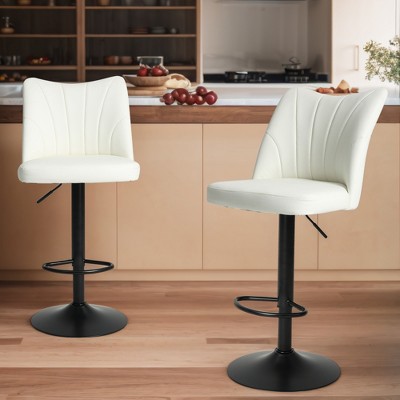Swivel Bar Stools Set of 2, 360° Swivel Barstools with Back, Adjustable from 24-33 inches for Kitchen Counter Island
