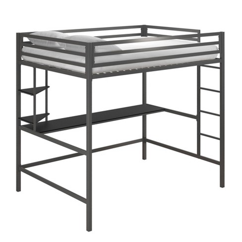 Full Maxwell Metal Loft Bed With Desk, Twin Metal Loft Bed With Desk And Shelving