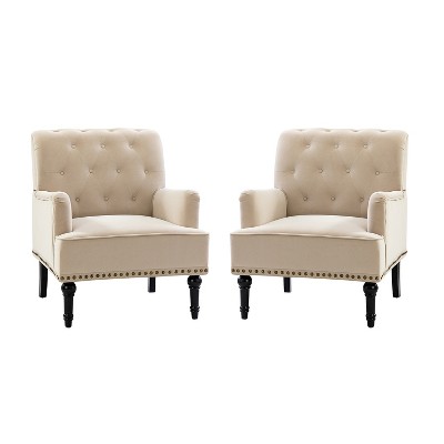 Set Of 2 Bonifacio Armchair With Nailhead Trim | Karat Home-tan : Target