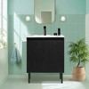 COWLOWN Black Modern Freestanding Bathroom Vanity with Ceramic Sink, 3D Carved Panel Design, Real Wood Grain Look, Spacious Storage - 2 of 4