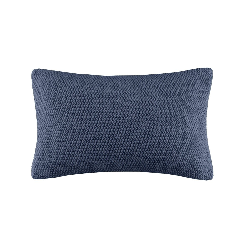 Photos - Pillowcase 12"x20" Oversize Bree Knit Lumbar Throw Pillow Cover Indigo - Ink+Ivy