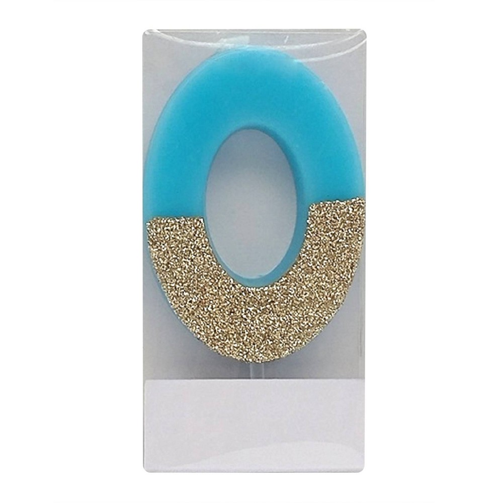 Number 0 Glitter Candle Blue/Gold - Spritzâ„¢