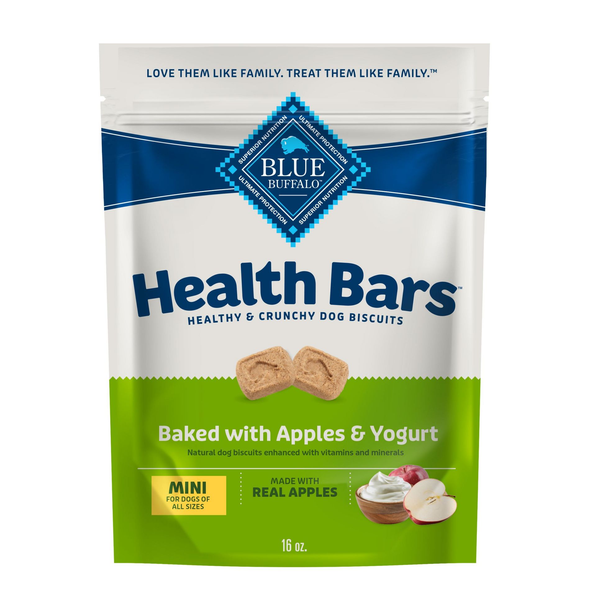 Blue Buffalo Mini Health Bar Apple and Yogurt Flavor Crunchy Dog Treats - 16oz