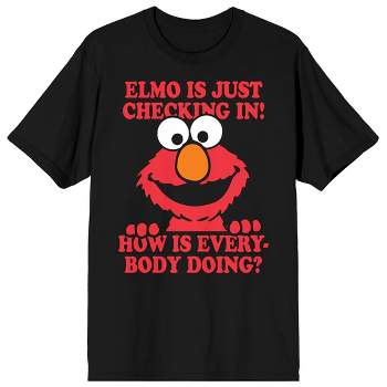 Sesame Street Elmo Is Just Checking In! Crew Neck Short Sleeve Black Men's T-shirt