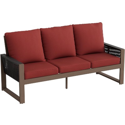 EAGLE PEAK Natural Cedar Patio Furniture, Real Wood Outdoor Furniture Couch 3 Seat Sofa