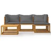 vidaXL Patio Lounge Set - 5-Pieces Solid Acacia Wood with Cushions, Outdoor-Friendly with Comfortable Seating and Unique Slatted Coffee Table - 3 of 4