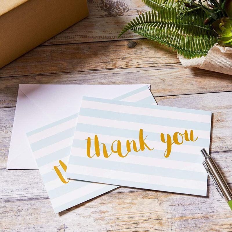 Juvale Blue Striped Thank You Cards - Pack of 12 with Envelopes for Wedding, Baby Shower, Business Events (4x6 in), 4 of 8