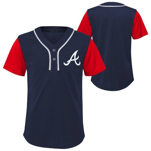 MLB Atlanta Braves Youth Girls' Henley Team Jersey - XL