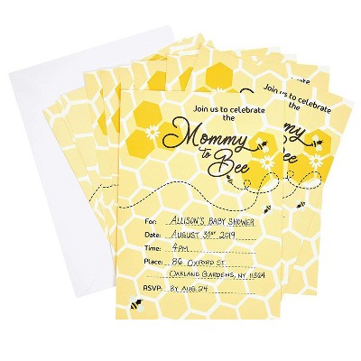 Sparkle and Bash Baby Shower Invitations with Envelopes, Mommy to Bee (50 Pack)