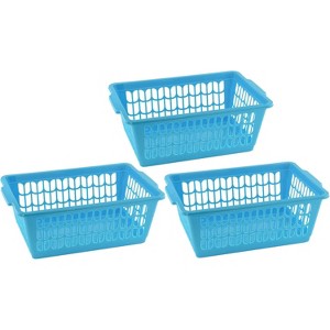 YBM HOME Plastic Perforated Storage Basket Bin Office Drawer, Shelf Desktop Countertop Tray Organizer, Pack of 3 - 1 of 1