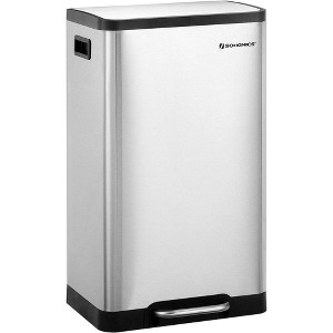 SONGMICS Trash Can, 12-Gallon Pedal Garbage Can, Stainless Steel Step Bin, Soft Closure, Fingerprint Proof, for Kitchen, Living Room, Silver - 1 of 4