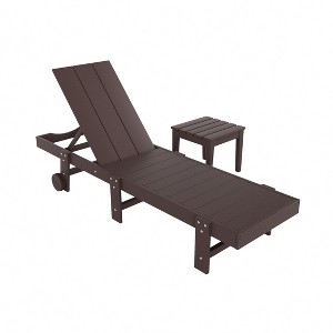 WestinTrends Ashore Modern Poly Reclining Chaise Lounge With Wheels plus side table included - 1 of 4