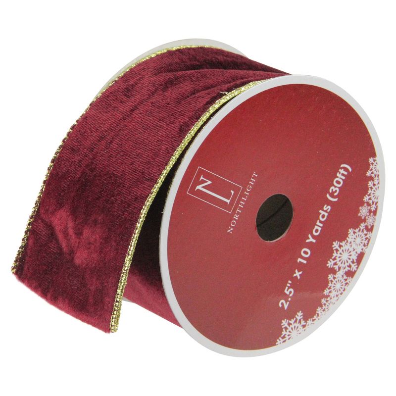 Northlight Red and Gold Wired Christmas Craft Ribbon 2.5" x 10 Yards, 1 of 4