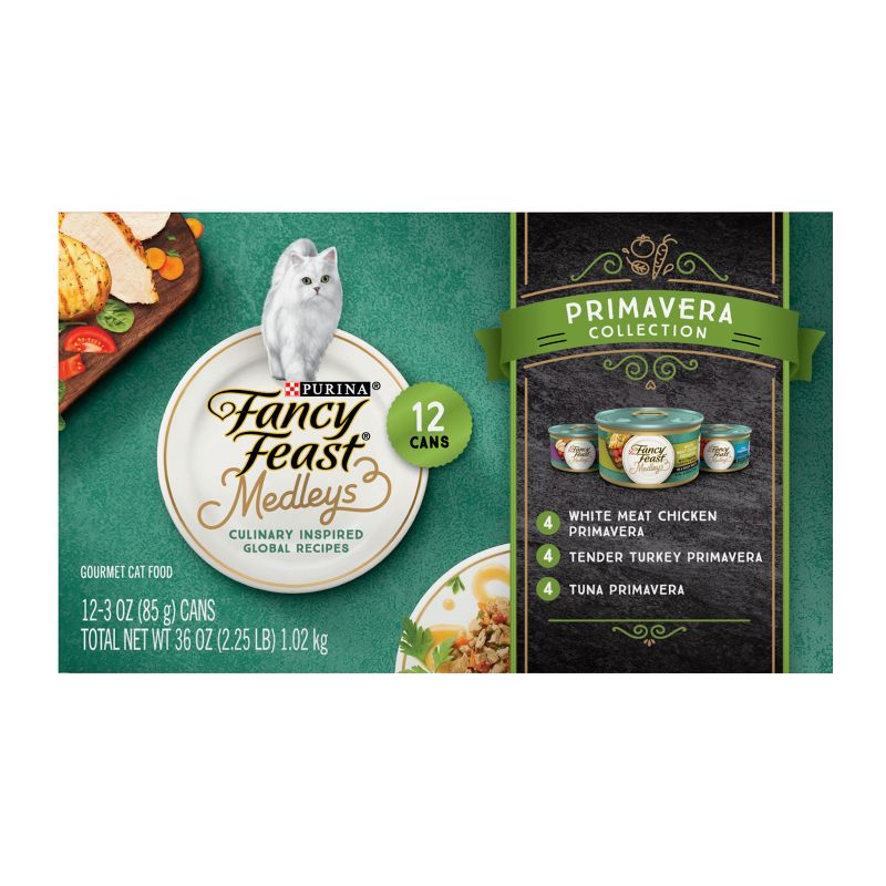 Purina Fancy Feast Medleys with Tuna,Chicken and Turkey Gourmet Wet Cat Food In a Classic Sauce Primavera Collection - 3oz/12ct Variety Pack, 6 of 10