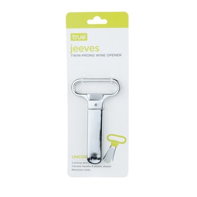 Silver Twin Prong Wine Bottle Opener with Chrome Handle
