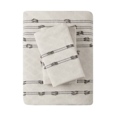 Ivory Cotton Jacquard Full/Queen Duvet Cover Set