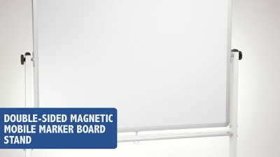 White Double-Sided Mobile Magnetic Whiteboard with Aluminum Frame
