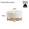 31 Inch Round Storage Ottoman, Upholstered Velvet Tufted Foot Rest with Lift-Off Lid, Coffee Table with Shelf, Beige - 2 of 4