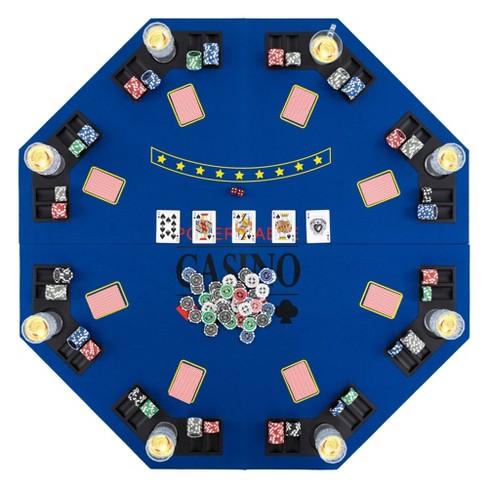 Costway 48" Poker Table Top - 8 Player Foldable Texas Holdem Poker Table Topper Green/Blue - image 1 of 4