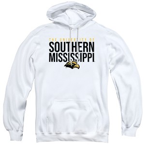 University of Southern Mississippi Official Stacked Unisex Adult Pull-Over Hoodie, White - 1 of 4