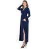24seven Comfort Apparel Womens Long Sleeve V Neck Side Slit Maxi Dress - 2 of 4