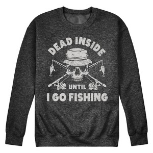 Men's - Instant Message - Dead Inside Until I Go Fishing Graphic Fleece Sweatshirt - 1 of 4