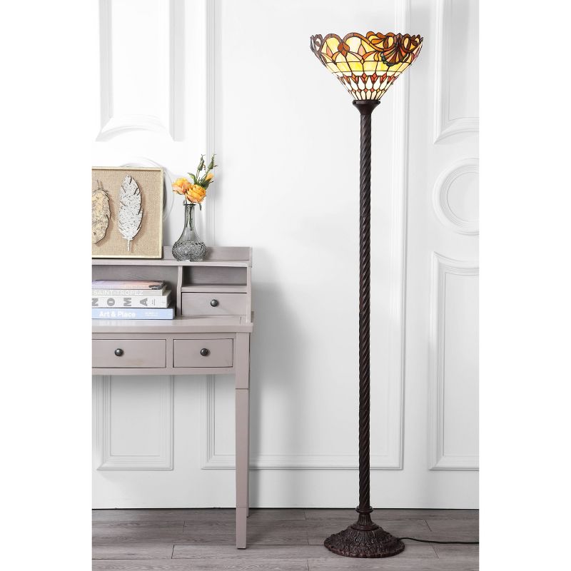 70&#34; Davis Tiffany Style Torchiere Floor Lamp (Includes LED Light Bulb) Bronze - JONATHAN Y, 3 of 6