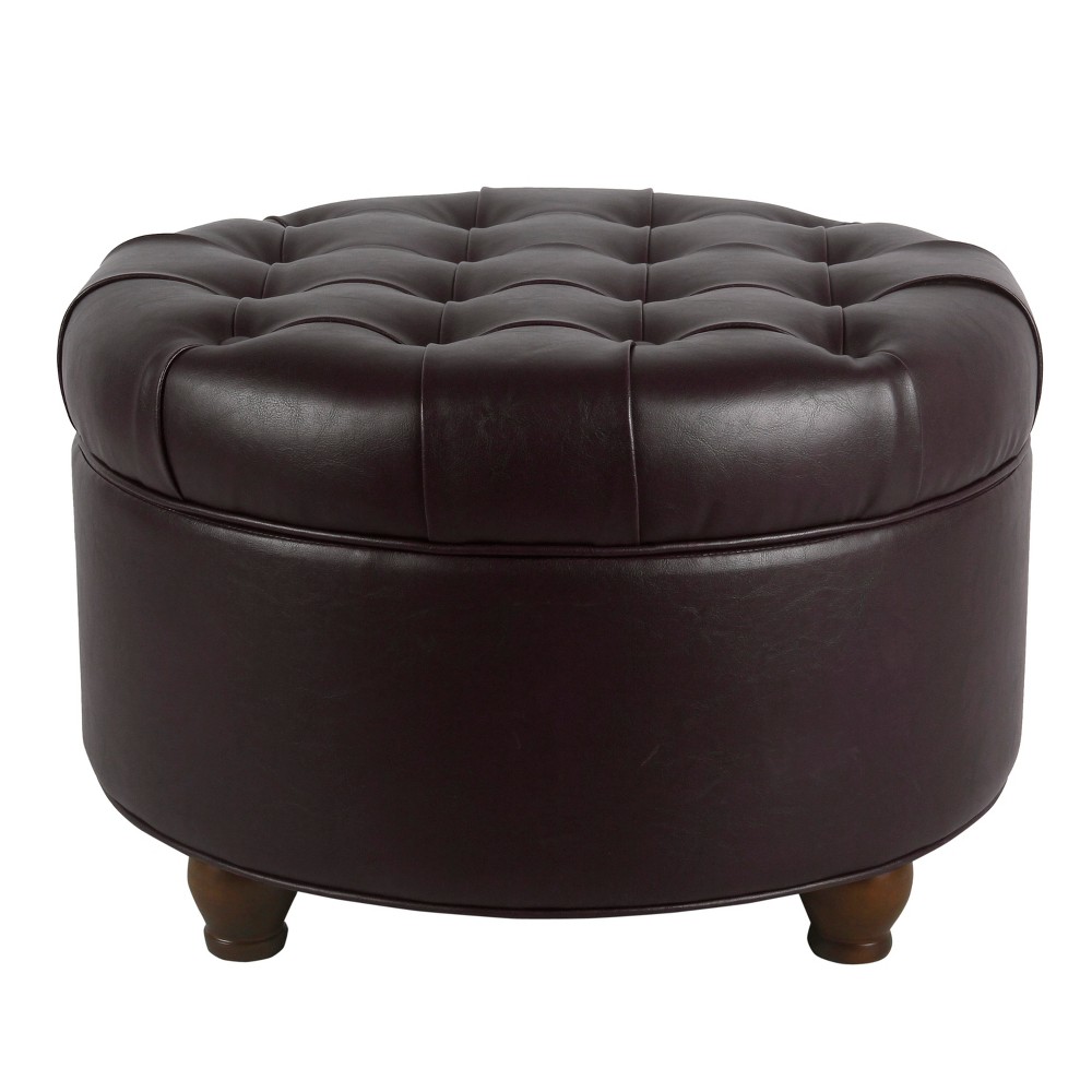 Homepop Large Faux Leather Tufted Round Storage Ottoman Brown was $124.99 now $93.74 (25.0% off)