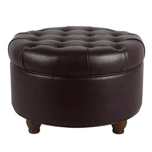 Large Tufted Round Storage Ottoman - HomePop - image 1 of 4