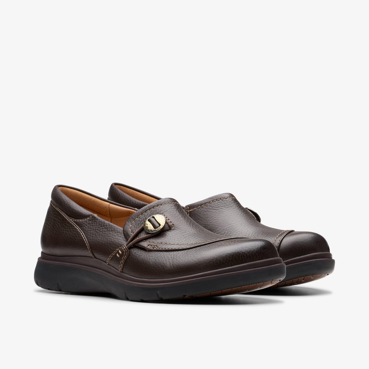 Обувь Clarks Womens Certina Ease Dark Brown Leather Shoes 7 Medium — фото 4