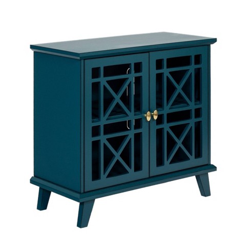 Versatile Fretwork Accent Storage Cabinet Blue - Saracina Home : Target