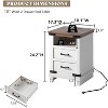 AMERLIFE Farmhouse Nightstand with Charging Station, 18" End Tables, Living Room, Antique White - 2 of 4