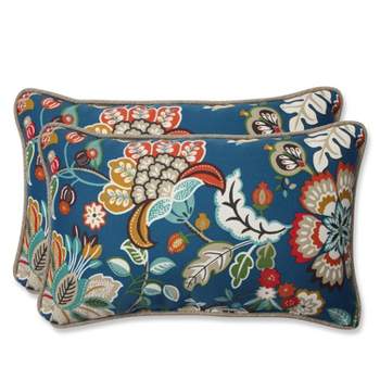 Telfair Outdoor 2-Piece Lumbar Throw Pillow Set - Blue - Pillow Perfect