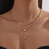 Gold-Tone Layered Necklace Set with Butterfly & Heart Charms, Boho-Chic Jewelry for Women, Daily & Party Occasions - 3 of 4