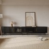 POVISON 118.11"Mid-Century Modern Tambour Door TV Stand,5 Cabinets,Black TV Console,Ash Rolling Door Media Console with legs - 2 of 4